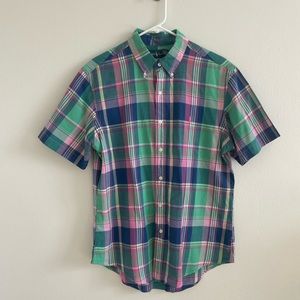 Ralph Lauren Custom Fit Plaid Short Sleeve Button down Shirt